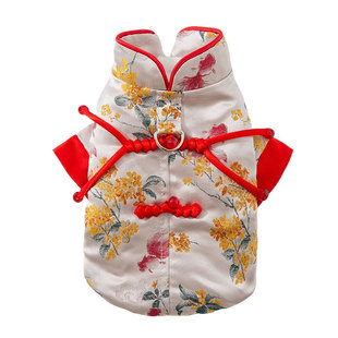 猫衣服新年两脚如鱼得水唐装喜庆薄款成幼猫小型狗狗过年宠物服装