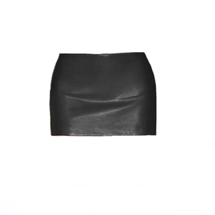 MS SHEEP新款 明星同款绵羊弹力皮修身简洁百搭小短裙 女士小皮裙