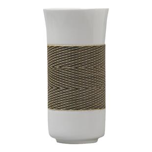 刘氏竹编竹丝扣瓷随手杯饮渌欧式花器直筒七夕礼非遗手作设计师款