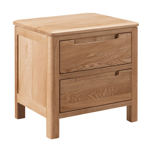 优木家具纯实木床头柜北美橡木两抽床头柜灯桌北欧简约原木色家具