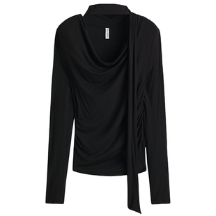 HM女装毛针织衫春季新款冬日千金感穿搭垂褶柔润系针织衫1320208