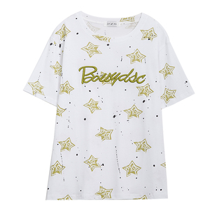 加大码胖mm夏装新款纯棉短袖t恤女韩版胖妹妹百搭显瘦遮肚子上衣