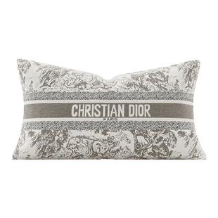 柏洛斯Romantic『溪悦』轻奢高端灰咖绣花纹靠枕高级样板间抱枕套