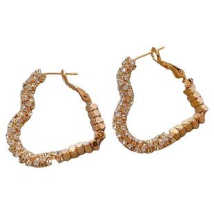 金色不规则碎银子圈圈耳环女秋冬耳钉2025新款高级感耳饰夸张耳圈