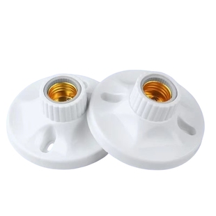 加厚E27螺口灯座圆形明装陶瓷内胆灯头LED节能灯灯座86型螺口灯座