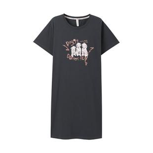 芬腾睡裙女纯棉夏季薄款短袖睡衣女款夏款全棉可爱连衣裙夏天短裙