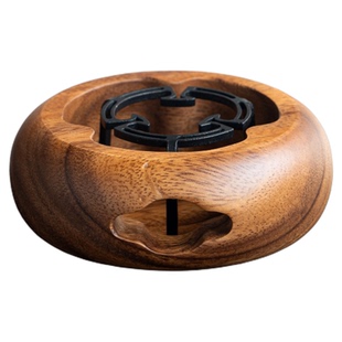 归鸿胡桃木温茶炉蜡烛加热家用室内煮茶器复古茶室围炉暖茶炉底座