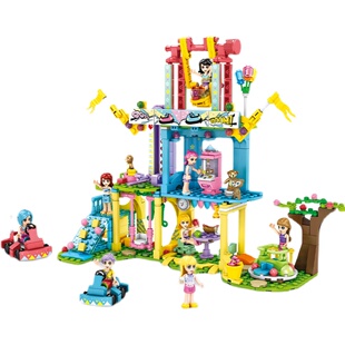 S牌加致女孩卧室内饰场景摆件模型拼插水上飞机小颗粒积木玩具