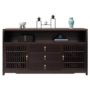 新中式实木餐边柜两门轻奢酒柜一体玄关储物柜靠墙厨房别墅茶水柜