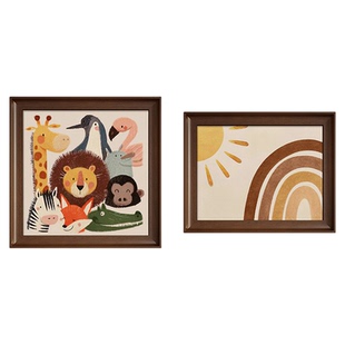 动物餐厅挂画卧室装饰画床头玄关背景墙儿童房中古风客厅壁画卡通