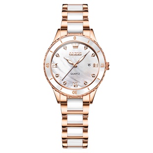 新款欧利时品牌陶瓷钢带石英表抖音热卖小众学生防水女士手表女表