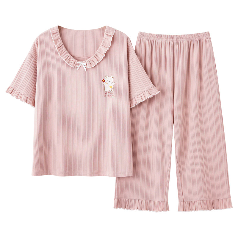 女士韩版学生短袖七分裤家居服