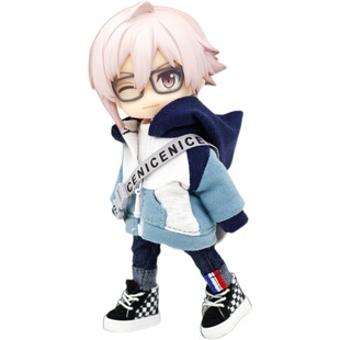 ob11mollyP9运动帽衫卫衣拼色开衫外套娃娃衣服12分bjd GSC美结猪