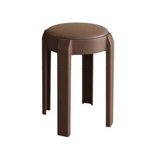 三梦塑料凳子家用加厚可叠放软包圆凳结实耐用高级感餐桌备用椅子