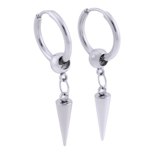 钛合金恶魔尖锥吊坠耳环朋克街头耳钉耳圈跑环耳坠酷帅穿刺饰品