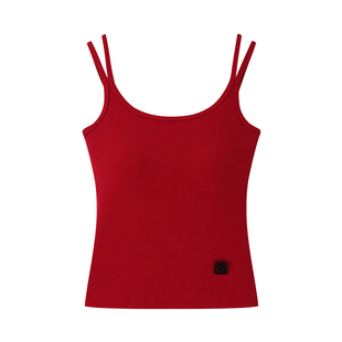 TINGE贴己显白特调红色双肩带Bra一体时髦吊带背心女打底上衣
