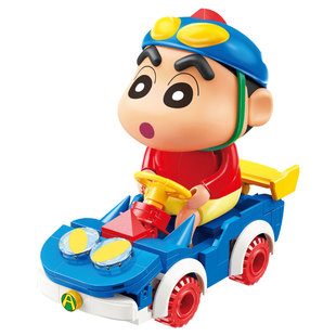 启蒙积木蜡笔小新男孩益智汽车拼装玩具儿童拼插跑车模型校车礼物