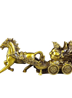 黄铜复古马拉白菜马拉车招财摆件