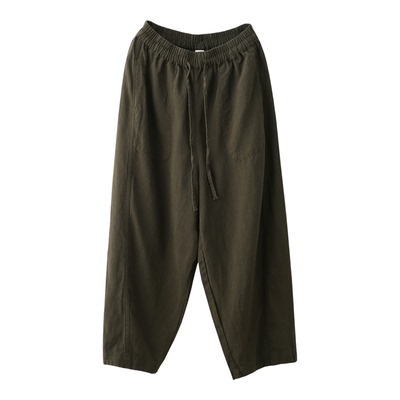 纯亚麻休闲裤显瘦文艺麻裤