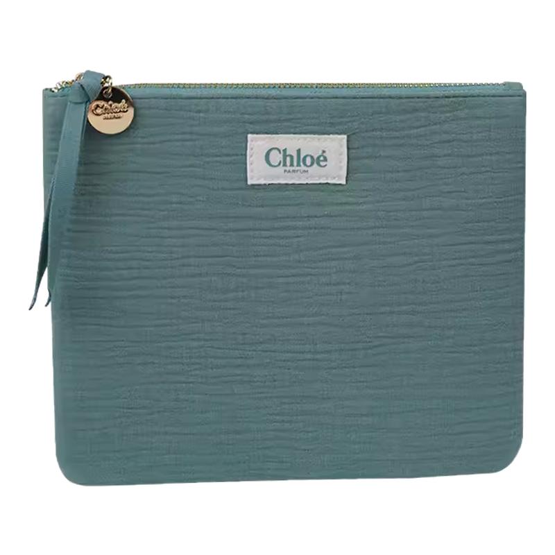 Chloe蔻依新款绿色收纳包 化妆包金色logo拉链包斜挎小包