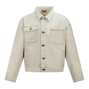 OaOO水洗做旧短宽boxy牛仔夹克外套复古简约通勤百搭秋冬廓形