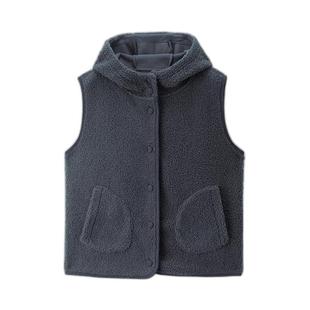 佐丹奴毛绒绒马甲女秋冬新款泰迪绒保暖休闲连帽背心外套05375869