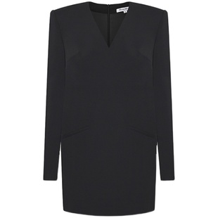 Maison Wester秋季时尚美式复古通勤平肩宽松版西服裙连衣裙