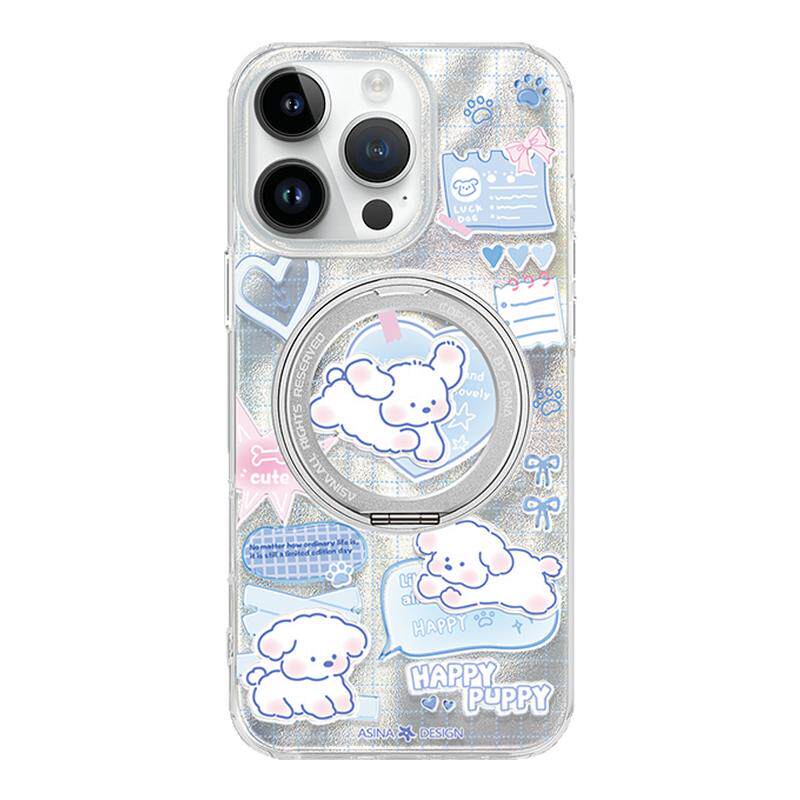 狗狗手账适用苹果17Promax手机壳新款ip15磁吸带支架iPhone16Pro保护套14可爱波漾网红Ho7支点高级感13pm全包