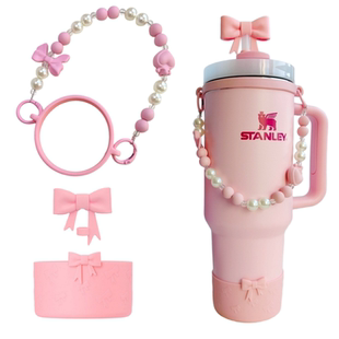 适用stanley杯套防滑保护套蝴蝶结吸管帽7.5CM冰霸杯提绳水杯挂绳