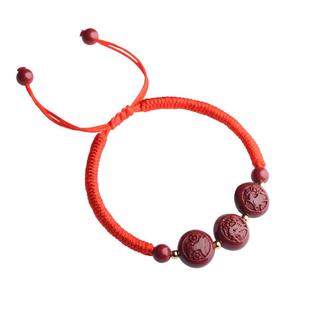 2026马年朱砂红绳手链女三合生肖属马鼠牛兔本命年转运珠男红手绳