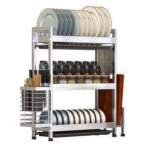304不锈钢碗碟收纳架窄小厨房置物架多功能台面碗盘沥水架子碗柜