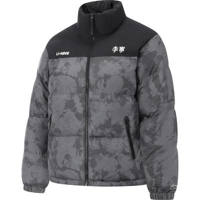 李宁立领男女同款印花短羽绒服