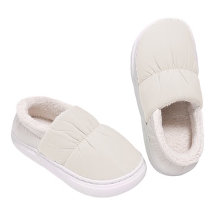 羽绒布防水棉拖鞋女冬季外穿2025新款室内家居厚底加绒保暖棉鞋男