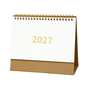 2027年款日历烫金无印风台历企业LOGO定制简约ins风月历牛皮纸日程表桌面办公室摆件订做