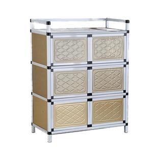 家用碗柜橱柜柜子简易老式收纳厨房铝合金储物柜不锈钢置物柜农村