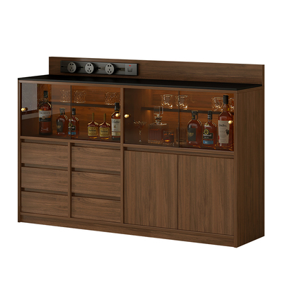 岩板餐边柜靠墙一体储物柜