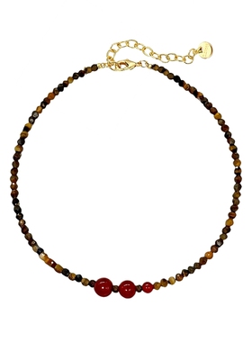 不掉色高级天然虎眼石红玛瑙项链