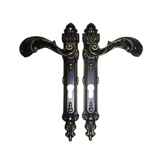 户外别墅欧式黑不锈钢铝艺庭院门把手大门锁铁艺75管门拉手执手锁