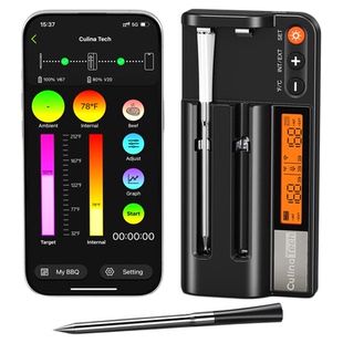 智能烤箱烤炉高精度数字温度计双针探针式肉类烧烤无线蓝牙测温计