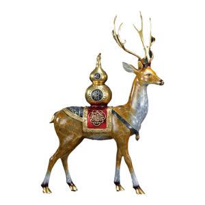 招财福鹿摆件一对全铜梅花鹿客厅家居装饰玄关乔迁新居开业礼品