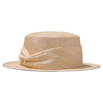 菲律宾麻纱帽贵气优雅平顶帽