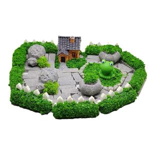 微景观摆件小号房子别墅草坪围栏石头模型DIY沙盘盆栽装饰品 造景