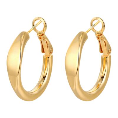 999纯银针金色素圈耳环高级轻奢