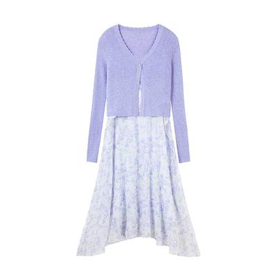 秋水伊人时尚碎花连衣裙套装