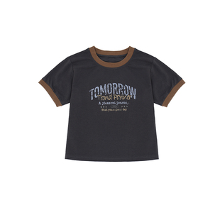 小小大星球童装 赛博棉刷漆字母印花短袖 夏天百搭男女童街头T恤