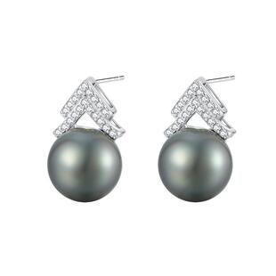 天然海水大溪地黑珍珠耳钉女2026新款纯银小众设计高级感耳环耳饰