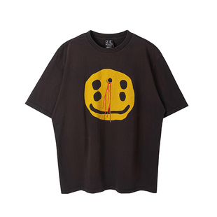 CPFM联名Saint Micheal潮牌水洗做旧笑脸印花短袖高街美式休闲T恤