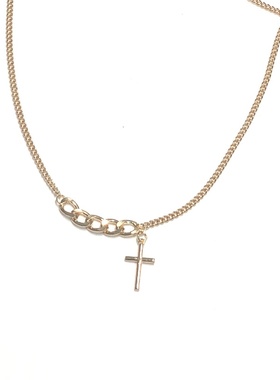 韩国复古短款十字架轻奢毛衣链