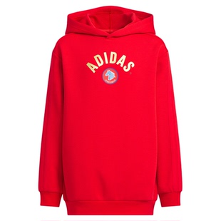 男童新年款休闲宽松针织连帽儿童拜年服卫衣秋冬adidas阿迪达斯
