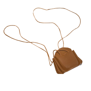 原创复古日系单肩包小风琴抽绳头层牛皮零钱斜挎水桶mini装饰小包